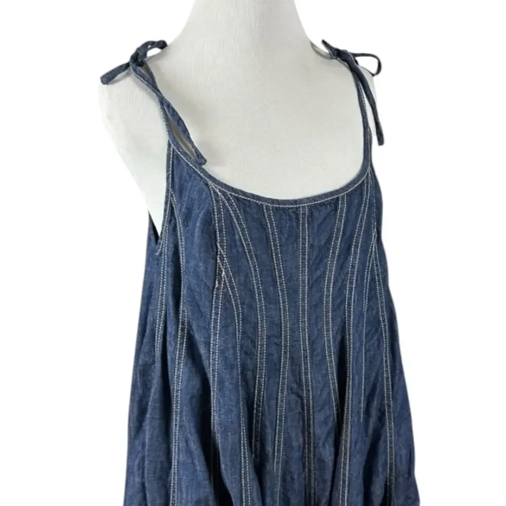 Free People Denim Dreams Midi Dress in 70s Blue Size XS Jean Jumper Retro NWT